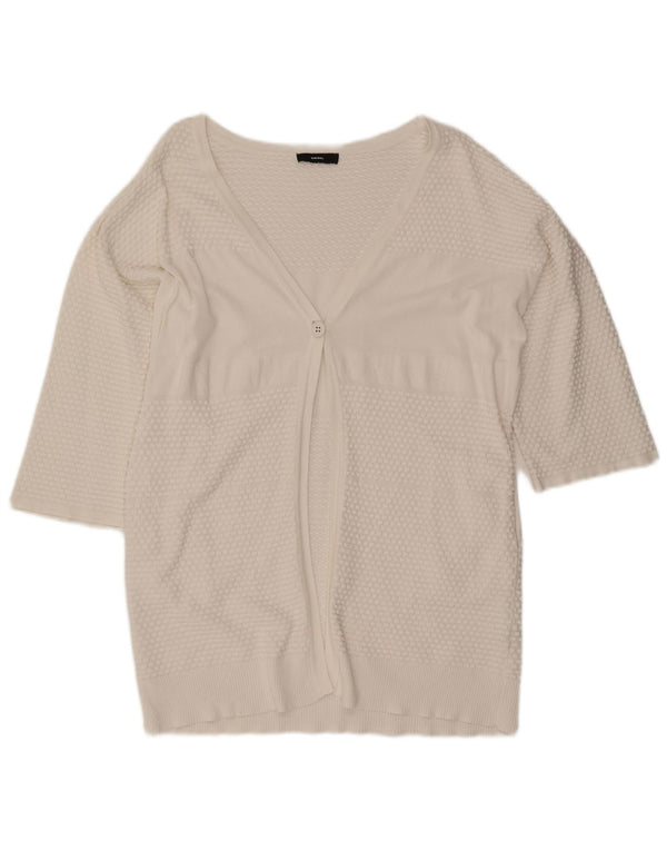 Diesel Cardigan surdimensionné à manches 3/4 pour femme UK 10 Petit Blanc