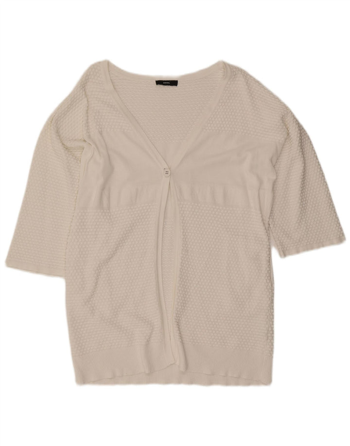 Diesel Cardigan surdimensionné à manches 3/4 pour femme UK 10 Petit Blanc