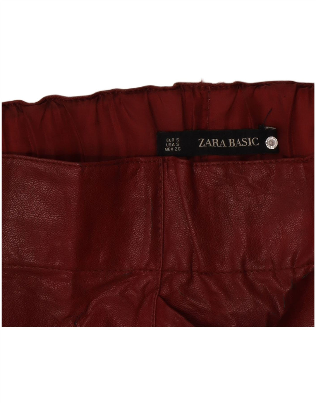 Jupe En Cuir Femme Zara Petite W26 Bordeaux