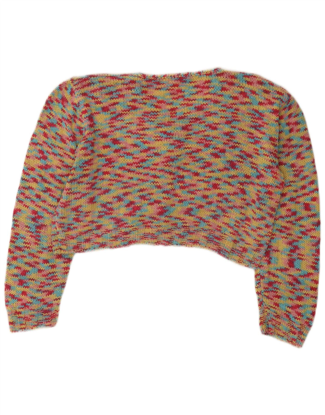 vintage Womens Crop Cardigan Sweater UK 14 Moyen Multicolore Moucheté