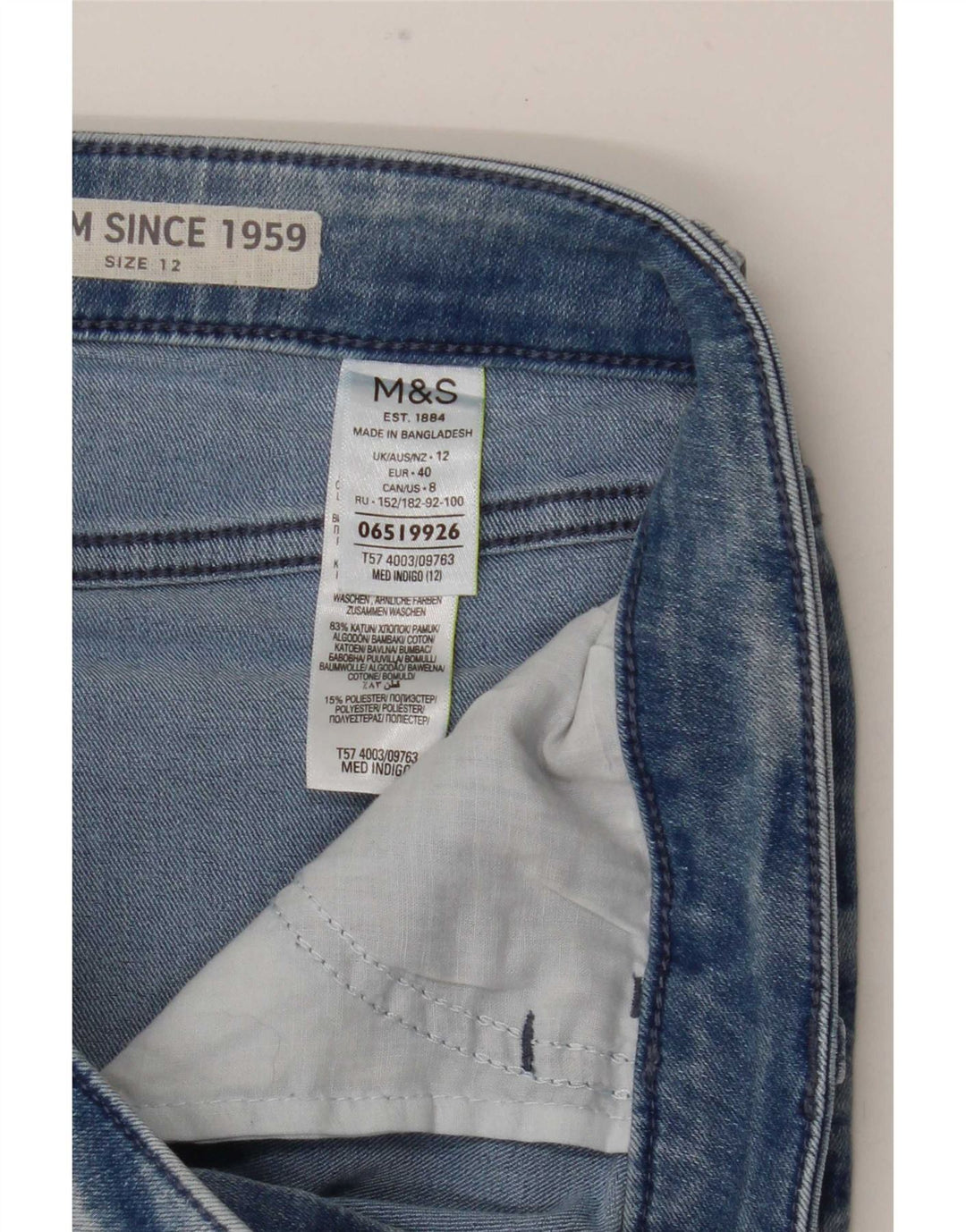 Marks & Spencer Short en jean pour femme UK 12 Medium W31 Bleu Coton
