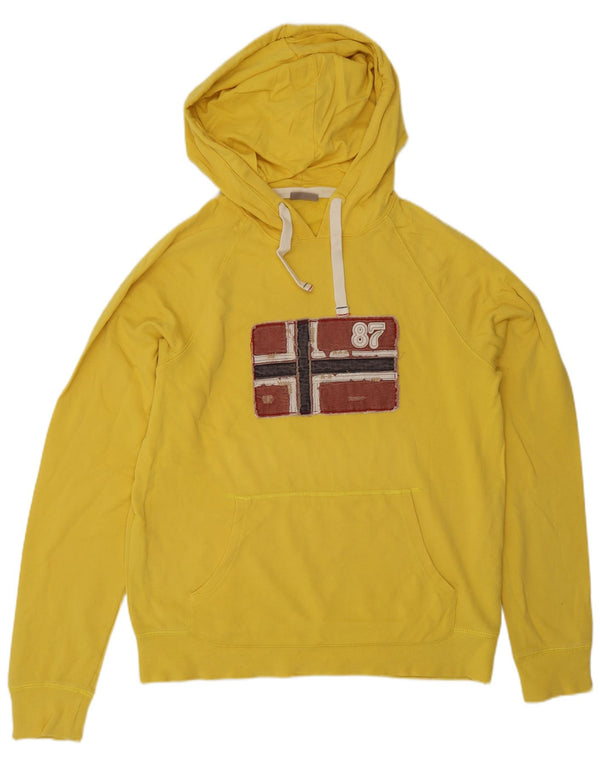Napapijri Pull à capuche graphique pour homme en coton jaune moyen