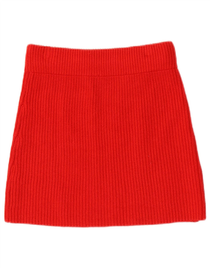 Zara Femme Mini Jupe En Tricot Petite W26 Viscose Rouge