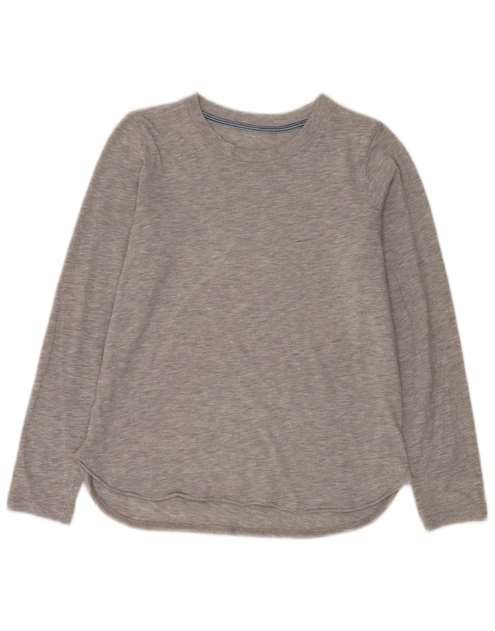 vintage Femme Top Manches Longues UK 12 Gris Moyen Moucheté