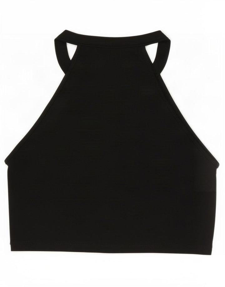 Zara Womens Crop Halter Top UK 8 Petit Noir