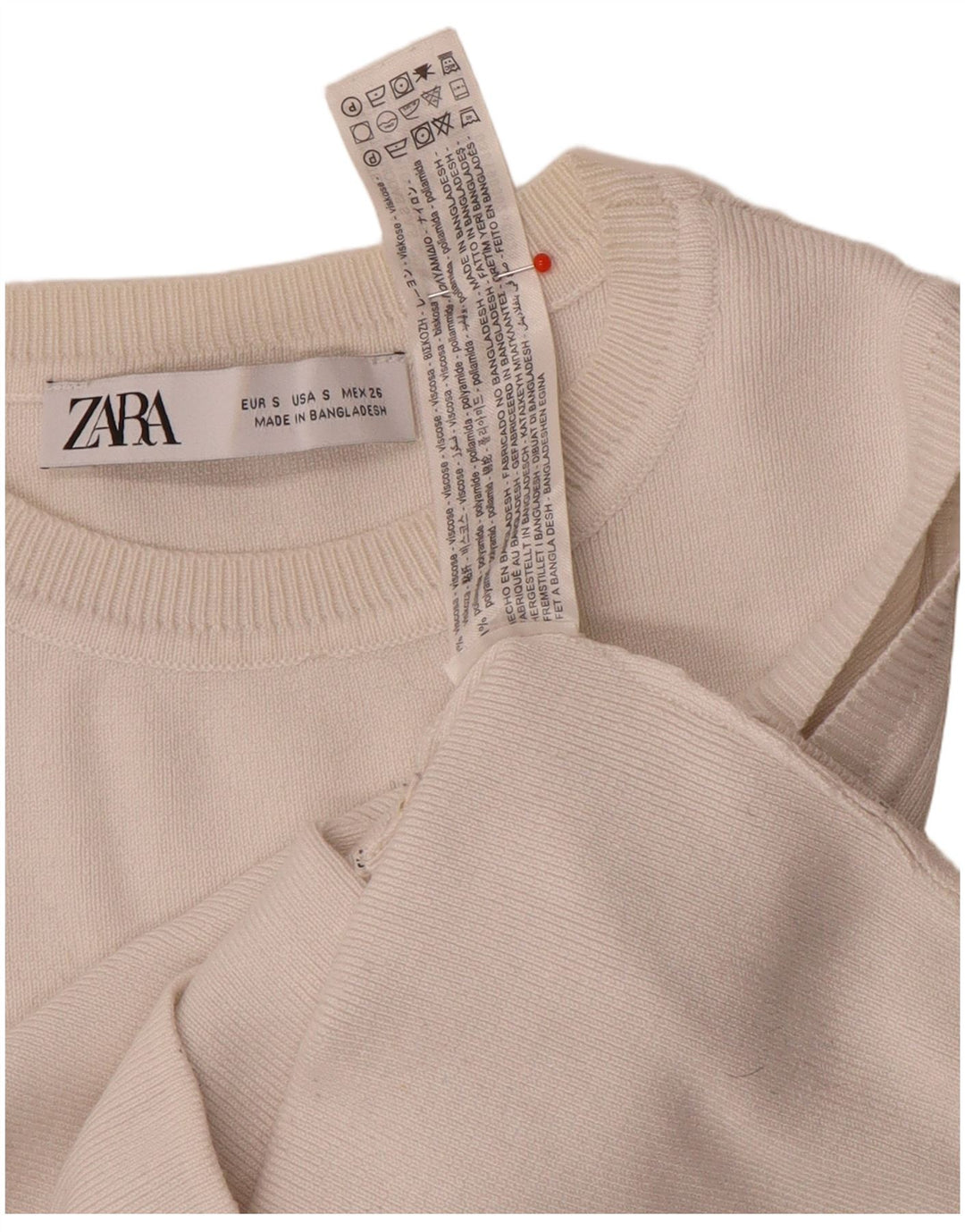 Zara Womens Crop Vest Top UK 8 Petit Viscose Blanche