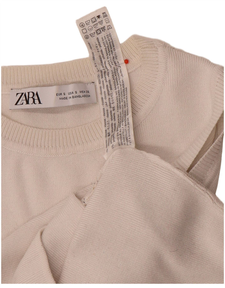 Zara Womens Crop Vest Top UK 8 Petit Viscose Blanche