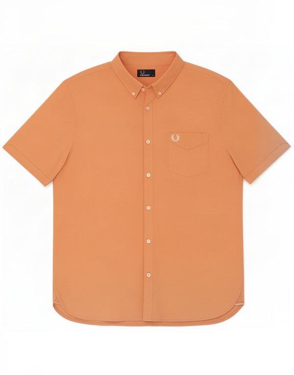 Fred Perry Chemise à manches courtes pour homme Large Orange Coton