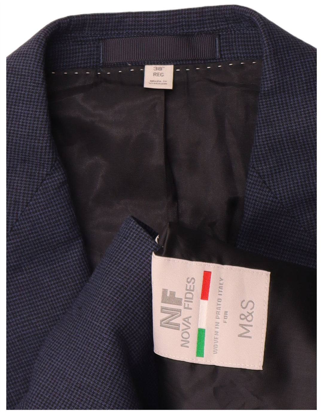 Marks & Spencer Veste blazer à 2 boutons pour homme UK 38 Bleu moyen pied-de-poule