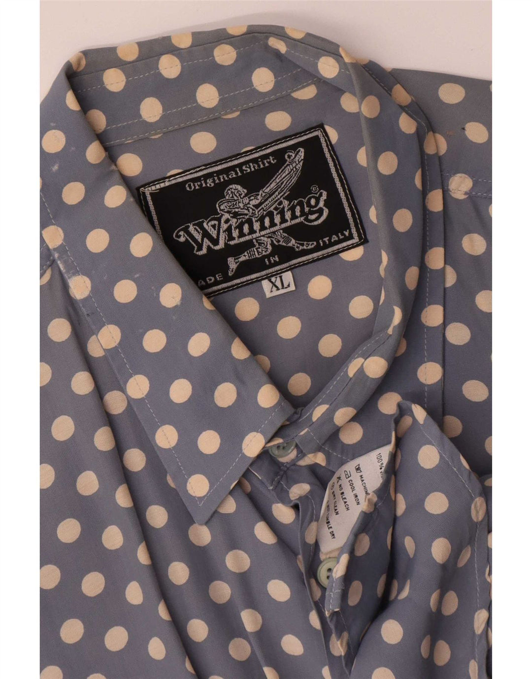 Chemise homme vintage XL Bleu à pois Viscose