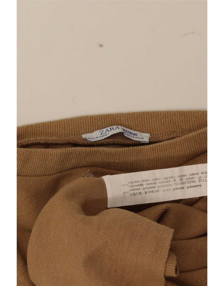 Zara Femme Haut Court Oversize Trafaluc Petit Coton Marron