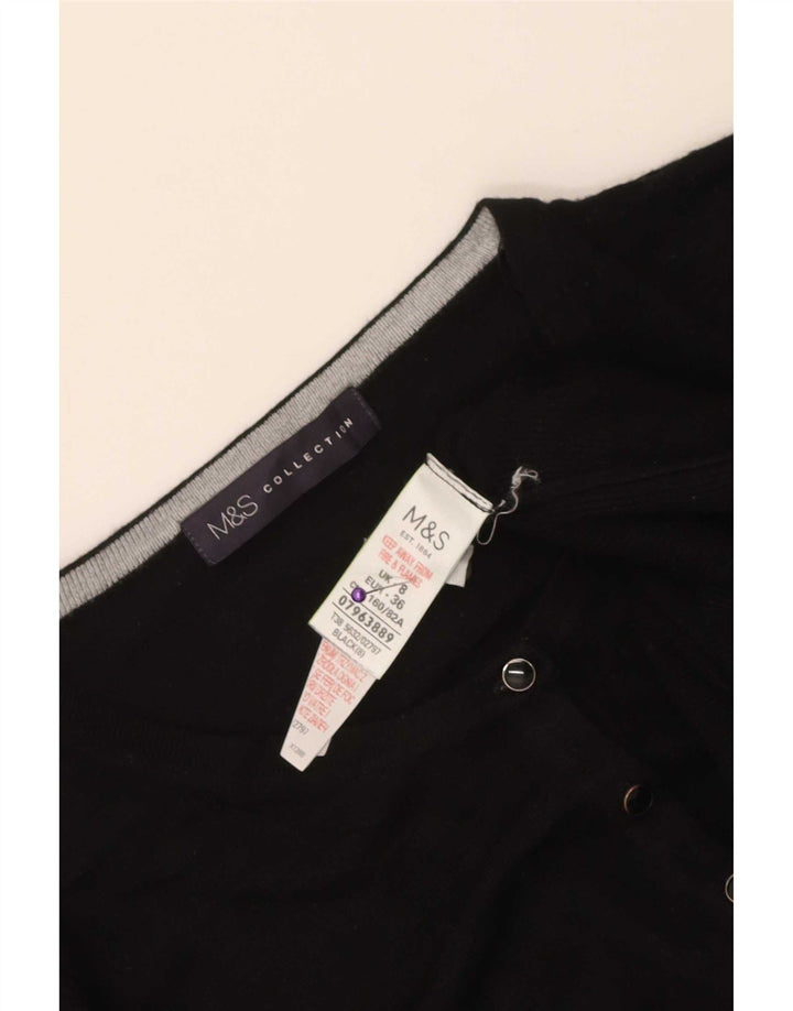 Zara Femme Cardigan Pull UK 8 Petit Noir Viscose