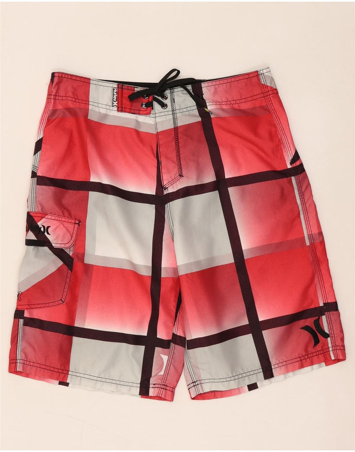 HURLEY Short de Bain Homme Polyester à Carreaux Rouge Moyen