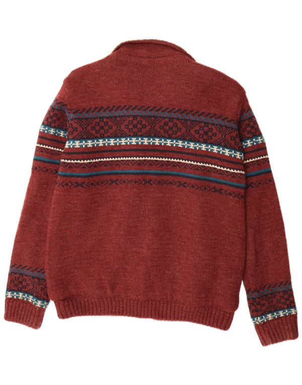Tokyo Laundry Veste Sherpa en tricot pour homme UK 42 XL Acrylique géométrique bordeaux
