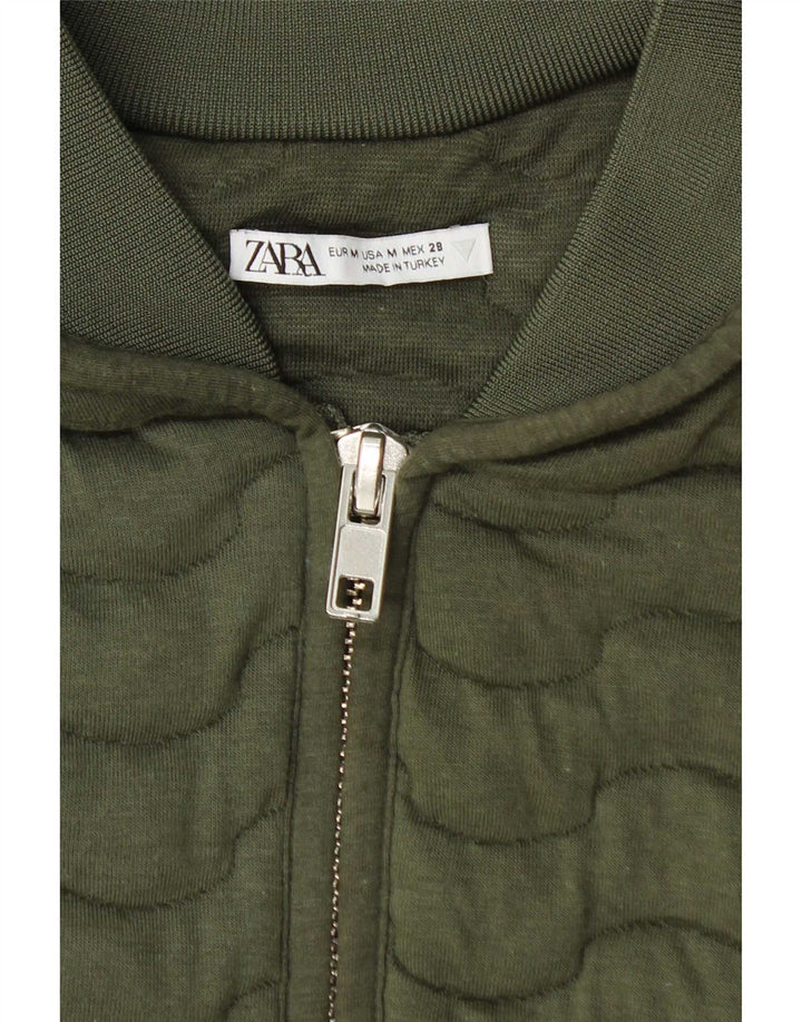 Zara Veste Bomber Femme UK 14 Kaki Moyen