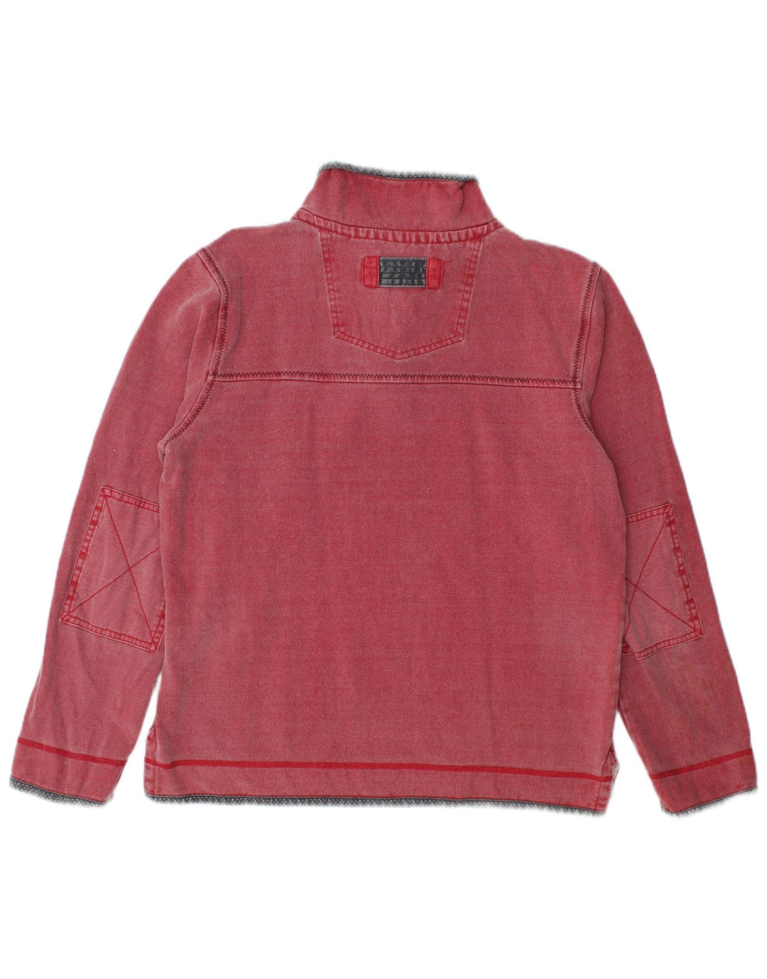 Fat Face Sweat-shirt à col zippé pour homme en coton rouge Taille S