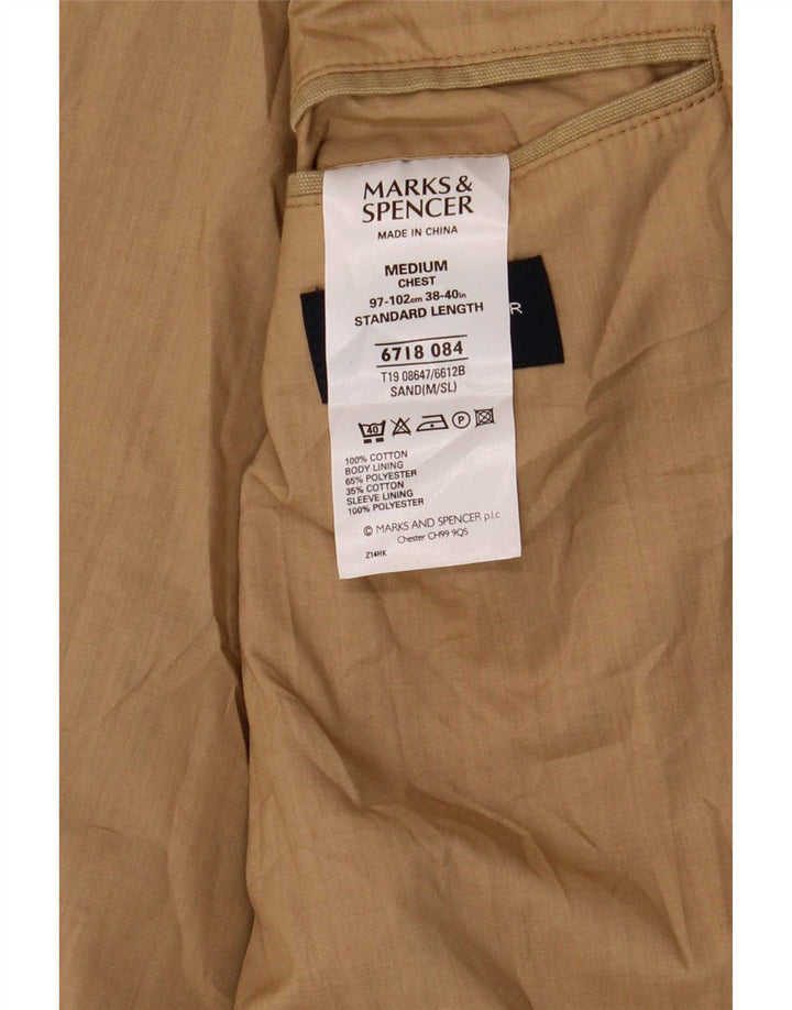 Marks & Spencer Veste blazer à 2 boutons pour homme UK 38 en coton beige moyen