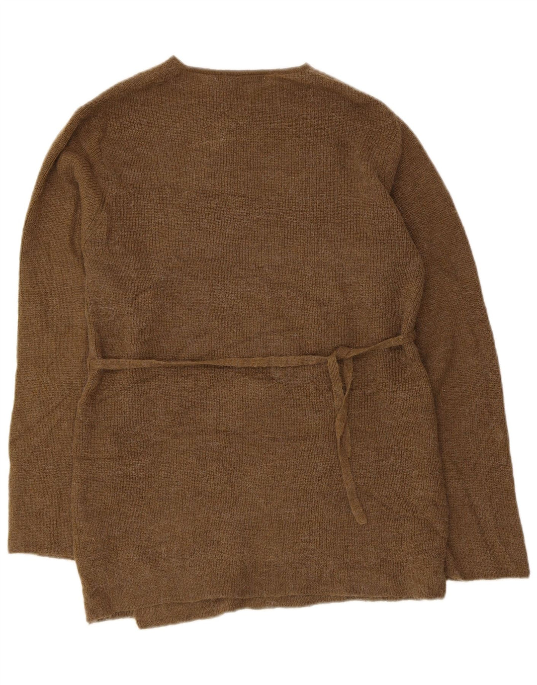 Zara Femme Wrap Cardigan Pull UK 10 Petit Kaki Polyamide