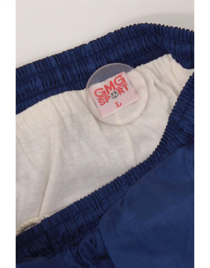 vintage Mens Survêtement Pantalon Joggers Grand Bleu Marine Polyester