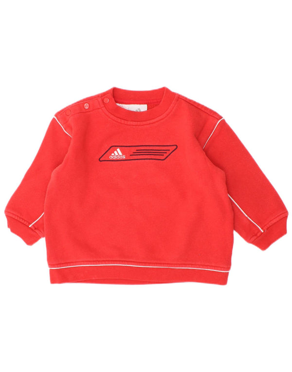 Adidas Sweat-shirt graphique à col boutonné pour bébé garçon 9-12 mois Rouge