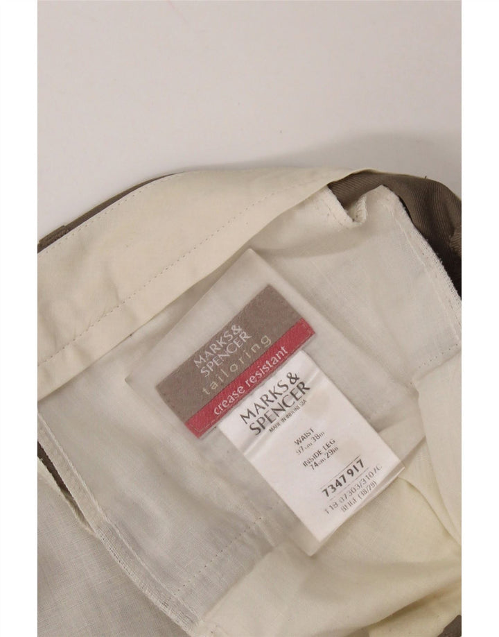 MARKS & SPENCER Pantalon de Costume Droit Homme W38 L29 Beige Polyester
