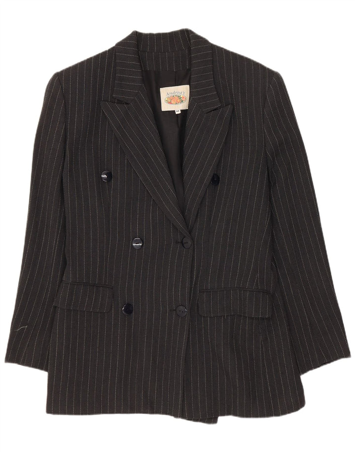 Andrea's Veste blazer croisée pour femme IT 44 à fines rayures noires moyennes