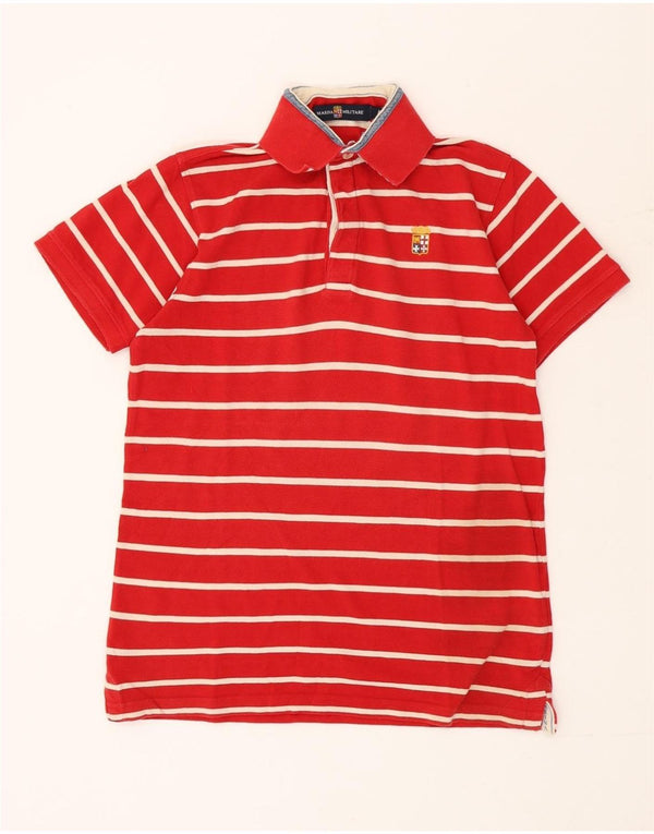 Marina Militare Polo Homme Rayé Rouge Moyen Coton