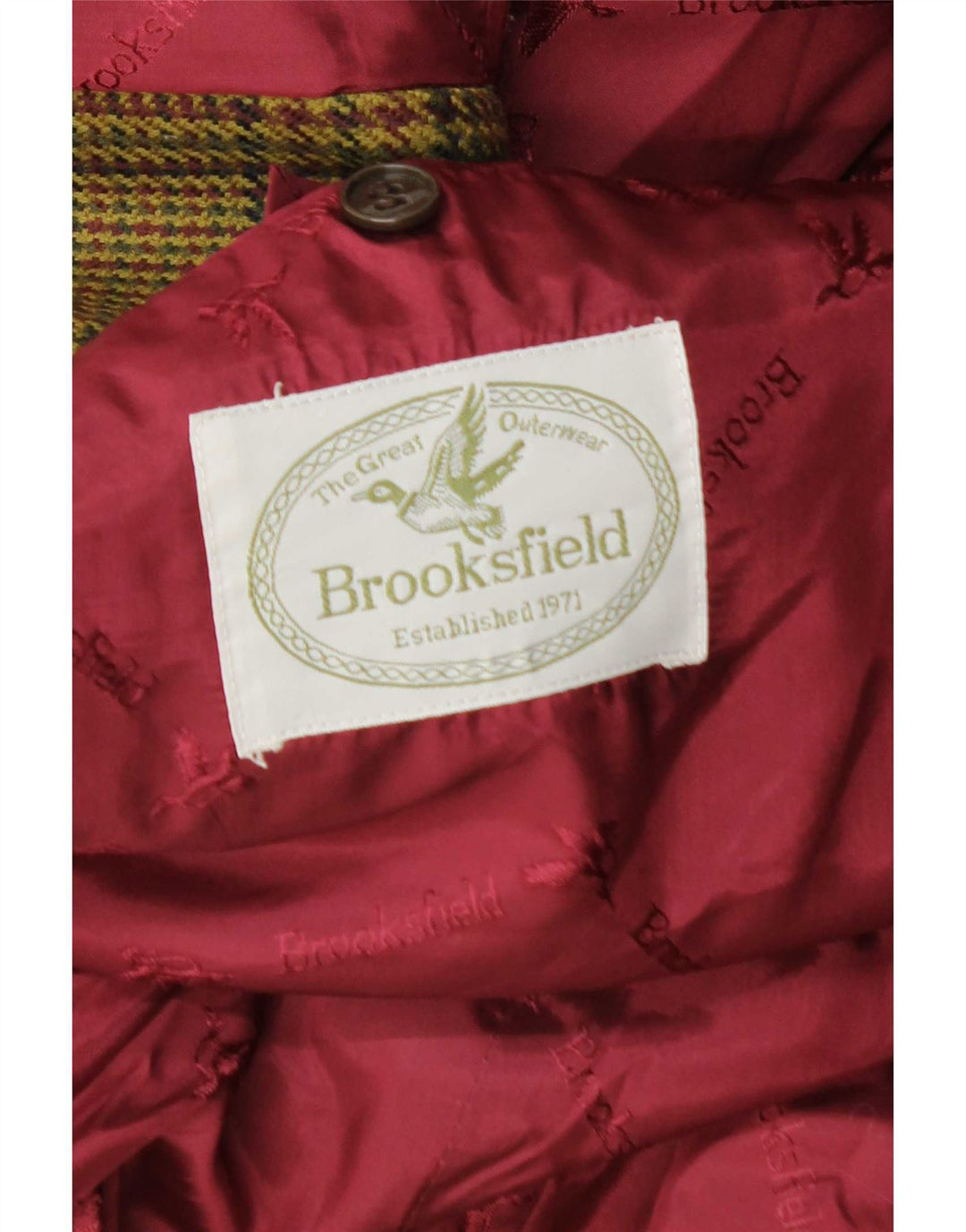 Brooksfield Veste Blazer 2 Boutons pour Homme UK 40 Grand Kaki à Carreaux