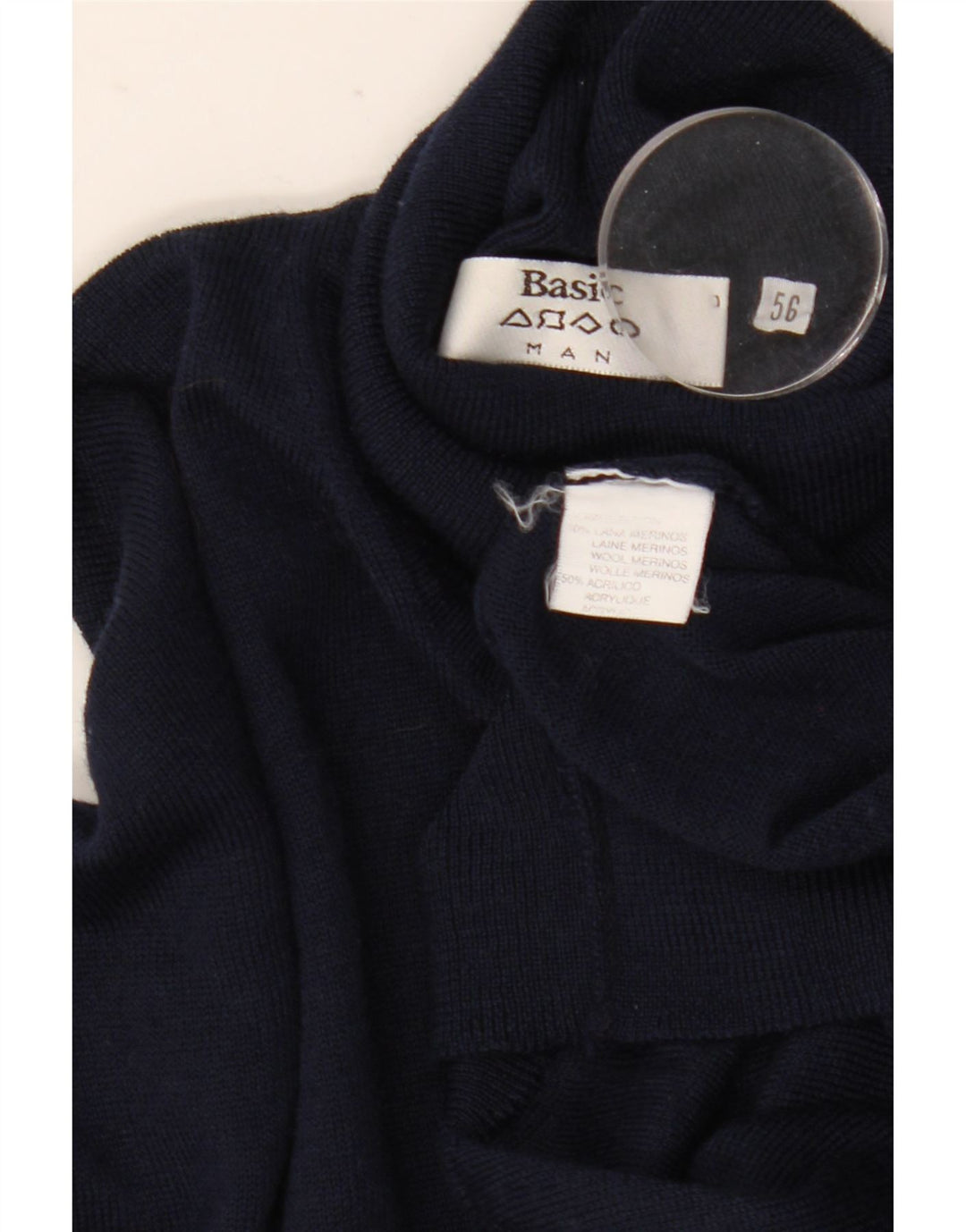 Basic Pull Col Roulé Homme IT 56 XL Bleu Marine Laine