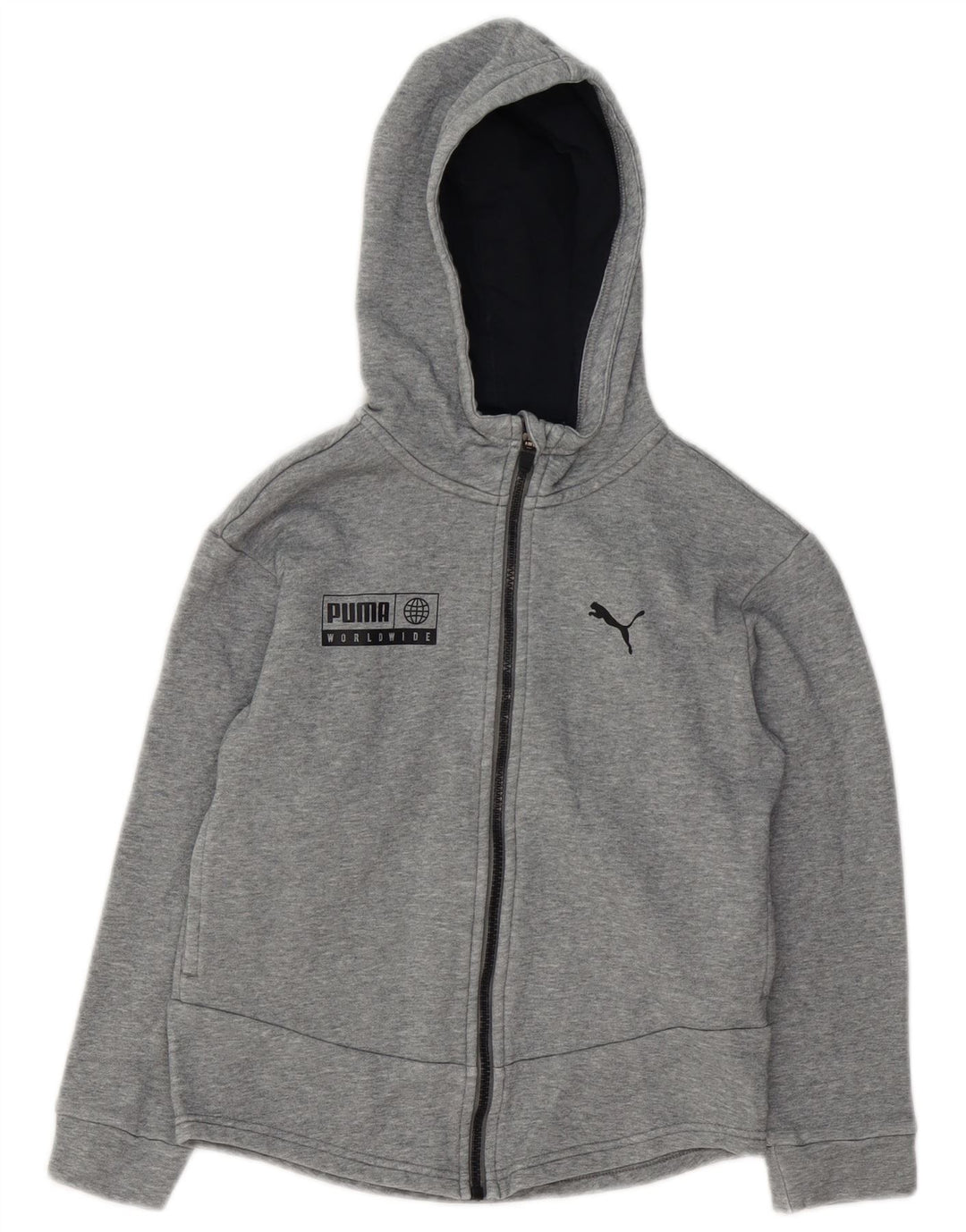 PUMA Sweat à capuche zippé graphique pour garçon 9-10 ans Gris Coton