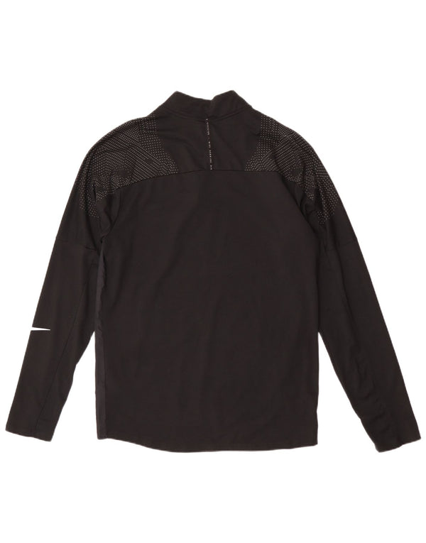 Nike Dri Fit Haut à manches longues avec col zippé et polyester à pois Noir pour homme