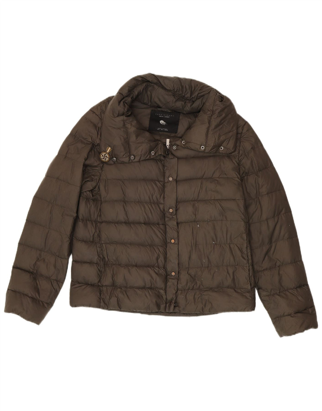 Zara Veste matelassée pour femme UK 16 Large Kaki