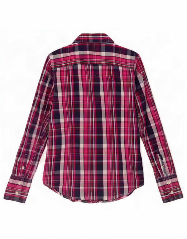 Tommy Hilfiger Chemise Femme UK 10 Petit Coton à Carreaux Rose