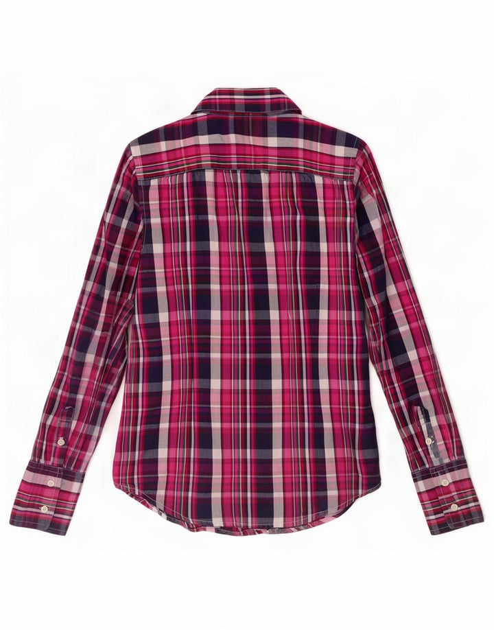 Tommy Hilfiger Chemise Femme UK 10 Petit Coton à Carreaux Rose