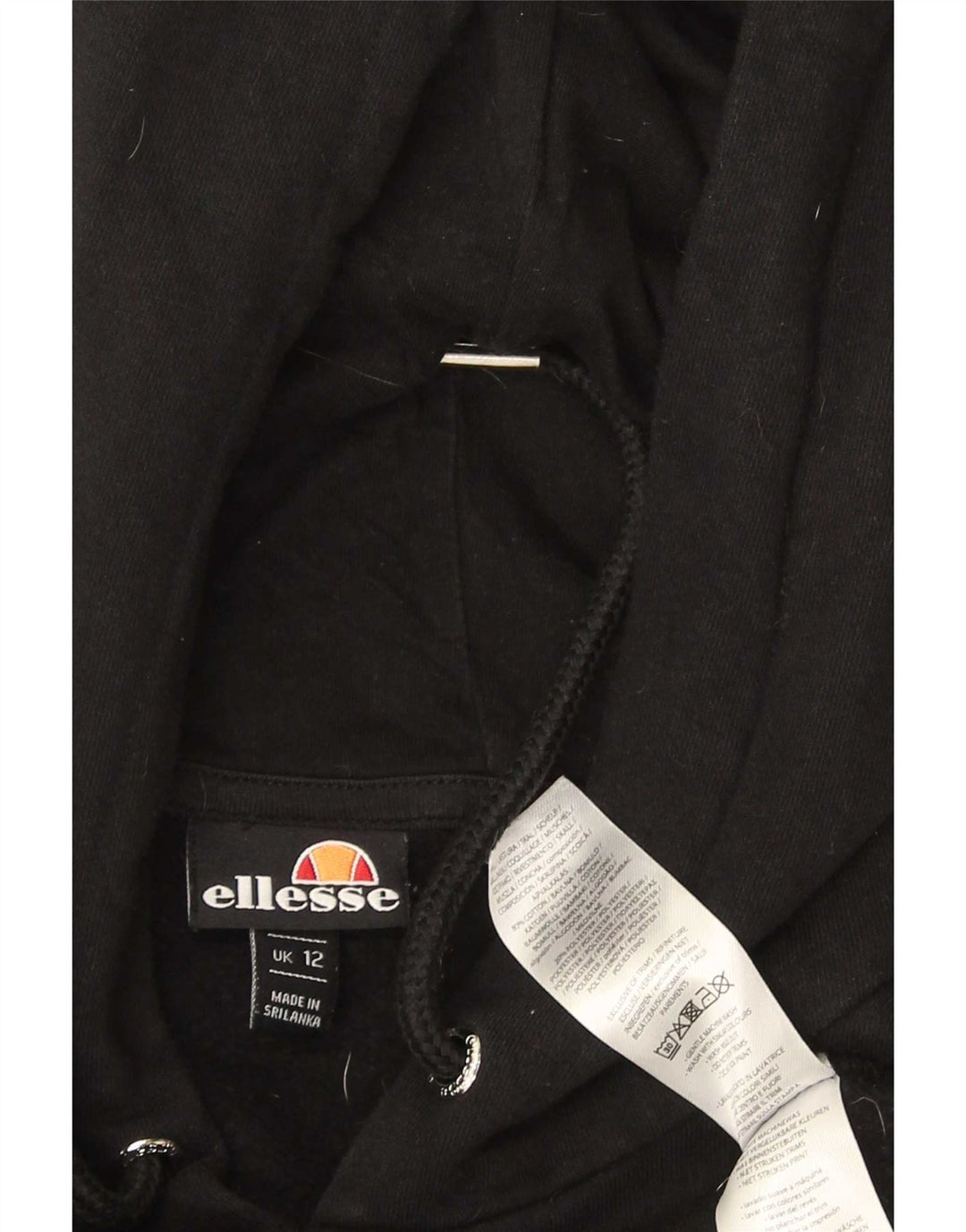 Ellesse Pull à capuche pour femme UK 12 Medium Noir Coton