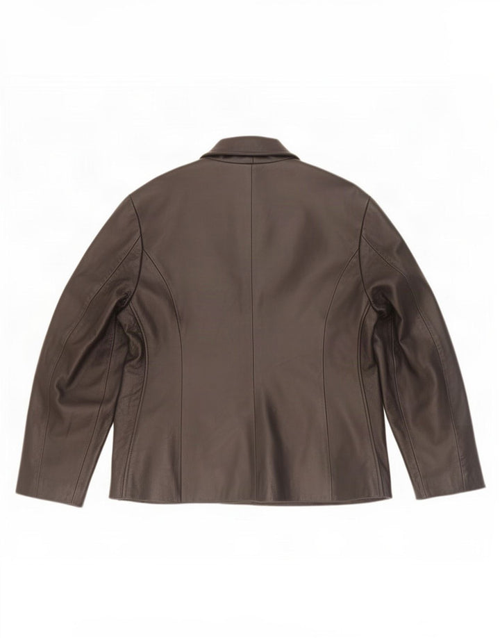 veste en cuir femme vintage UK 14 Grand Noir