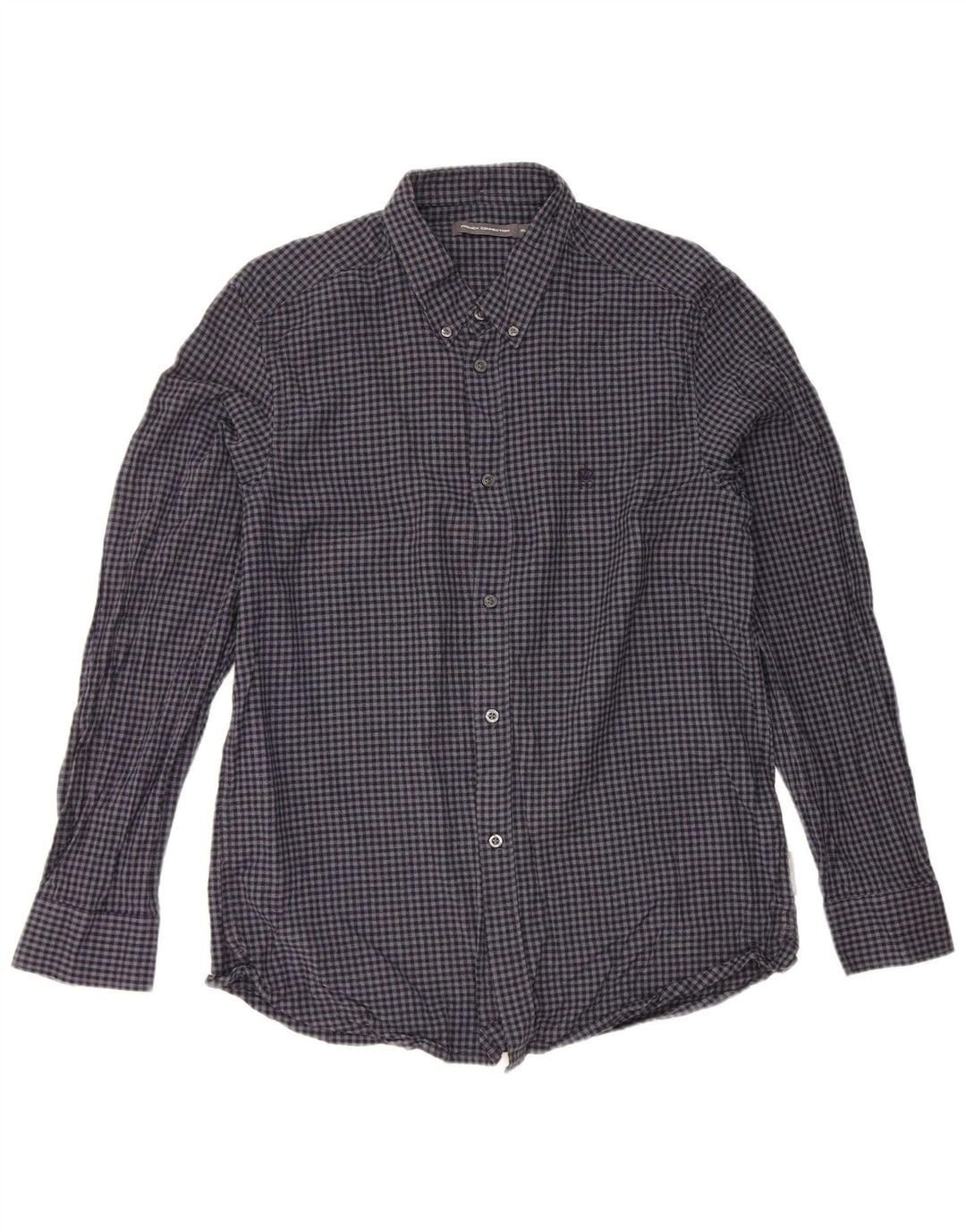 French Connection Chemise Homme XL Bleu Marine Vichy Coton