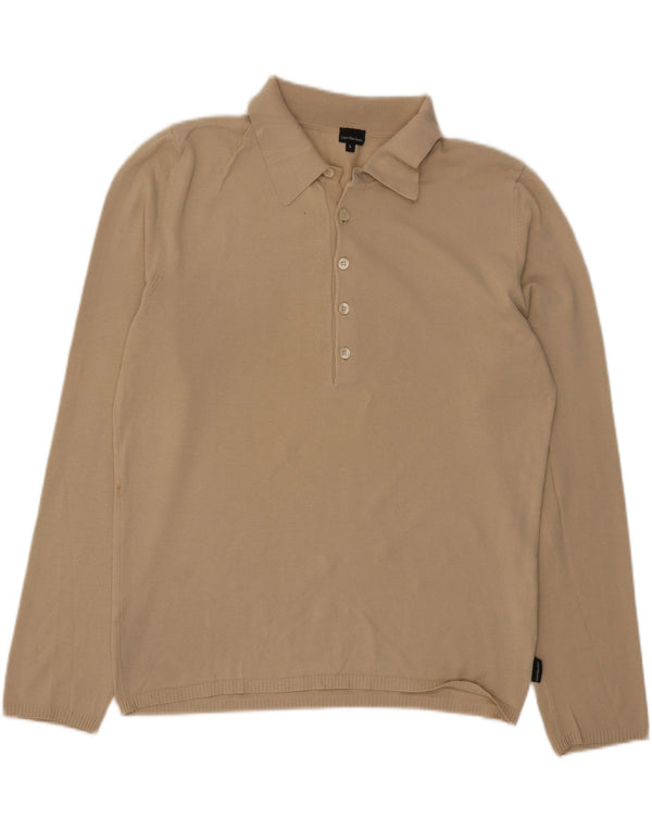 Calvin Klein Jeans Polo à manches longues pour homme Large Beige