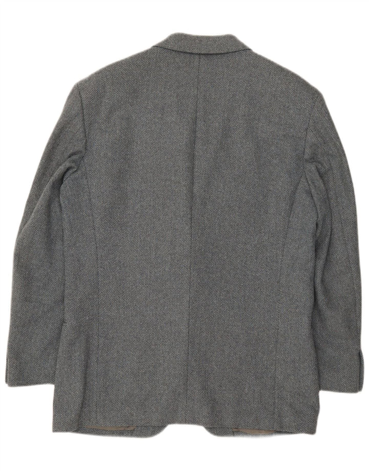 Valentino Veste Blazer 2 Boutons Homme IT 50 Large Laine à Chevrons Gris