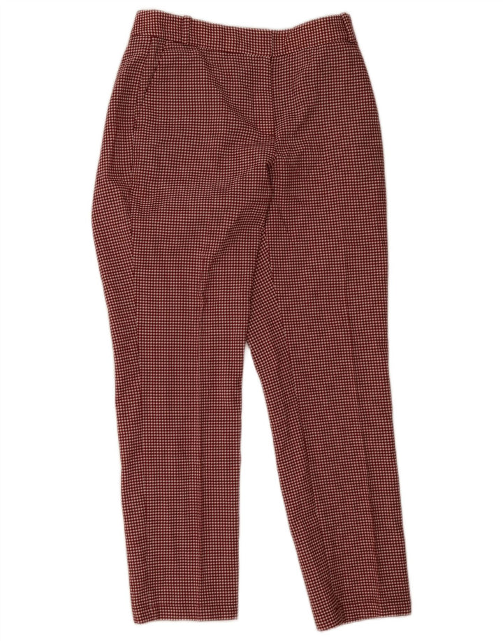 Massimo Dutti Pantalon Chino Femme EU 38 Small W28 L28 Pied-de-Poule Rouge