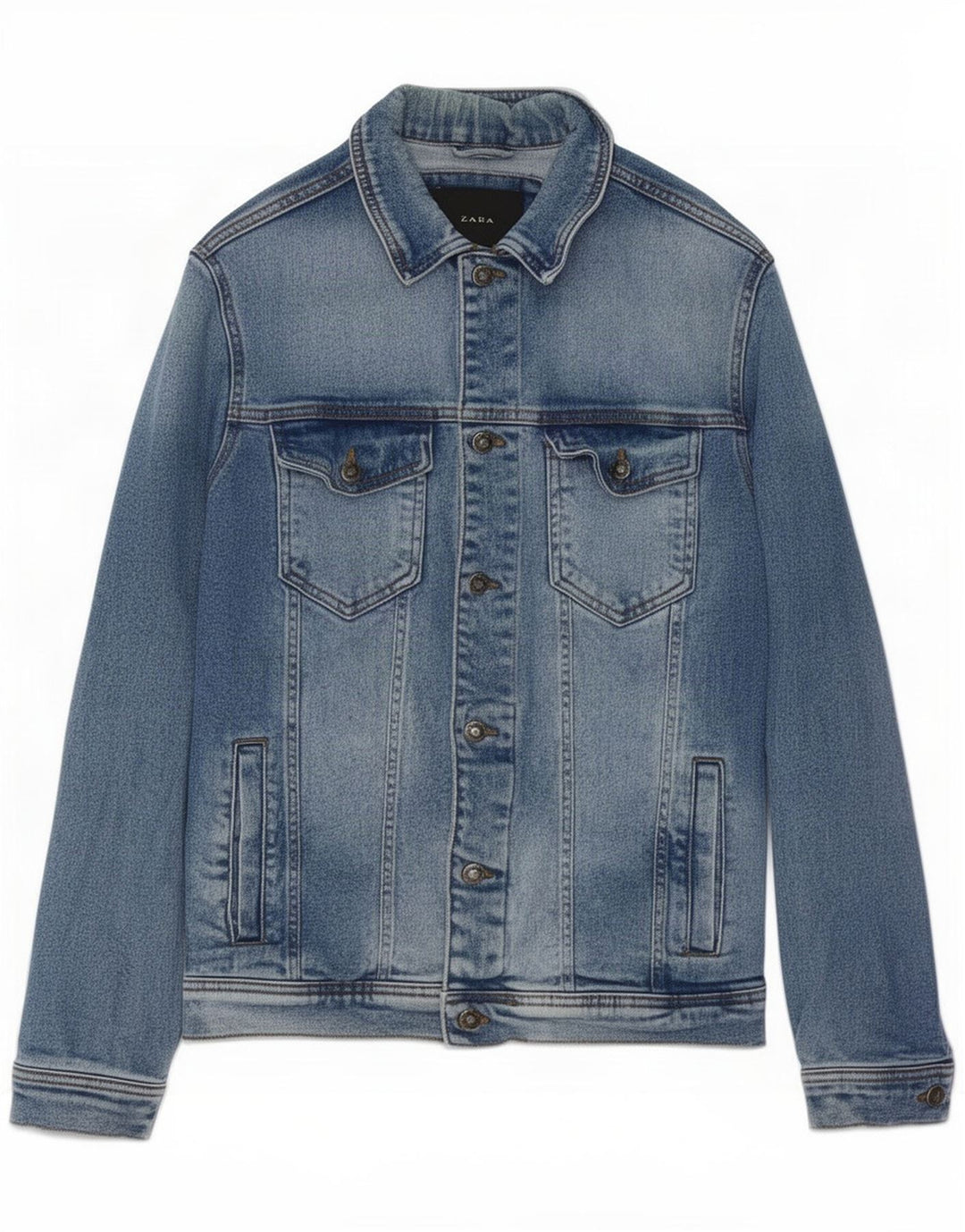 Zara Veste en jean pour homme UK 38 Bleu moyen Coton