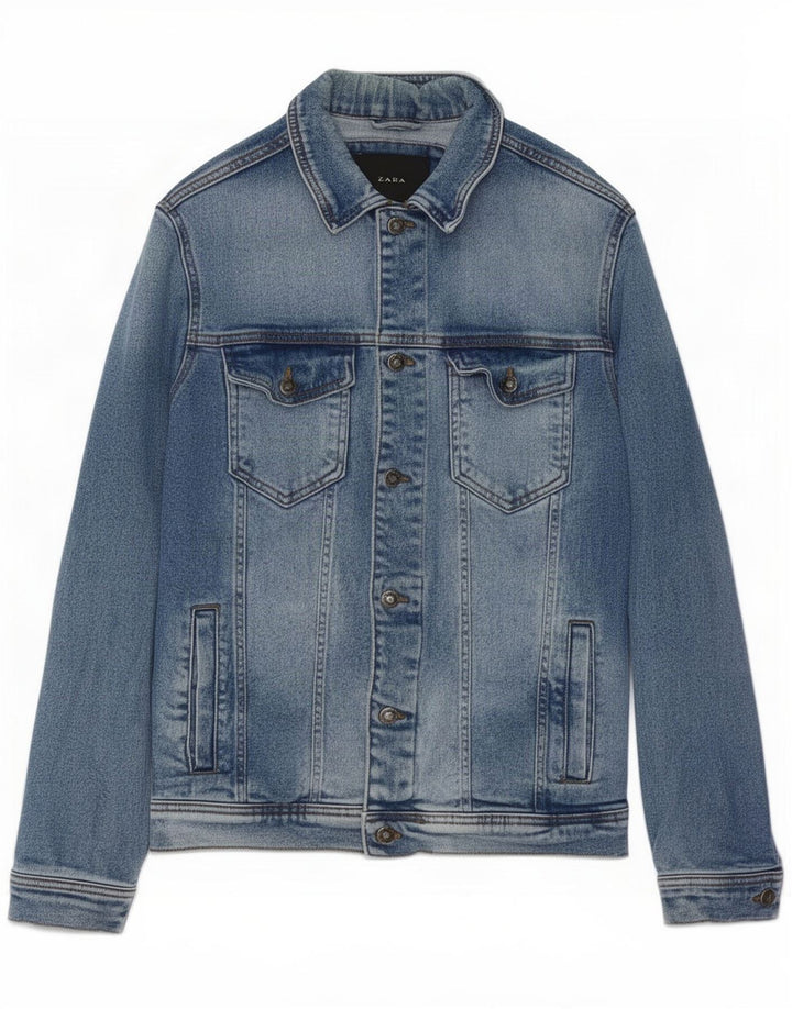 Zara Veste en jean pour homme UK 38 Bleu moyen Coton