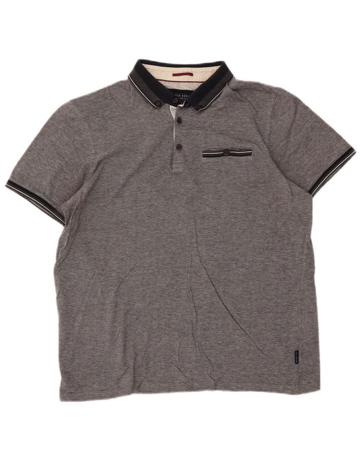 TED BAKER Polo Homme Taille 5 XL Gris Moucheté Coton
