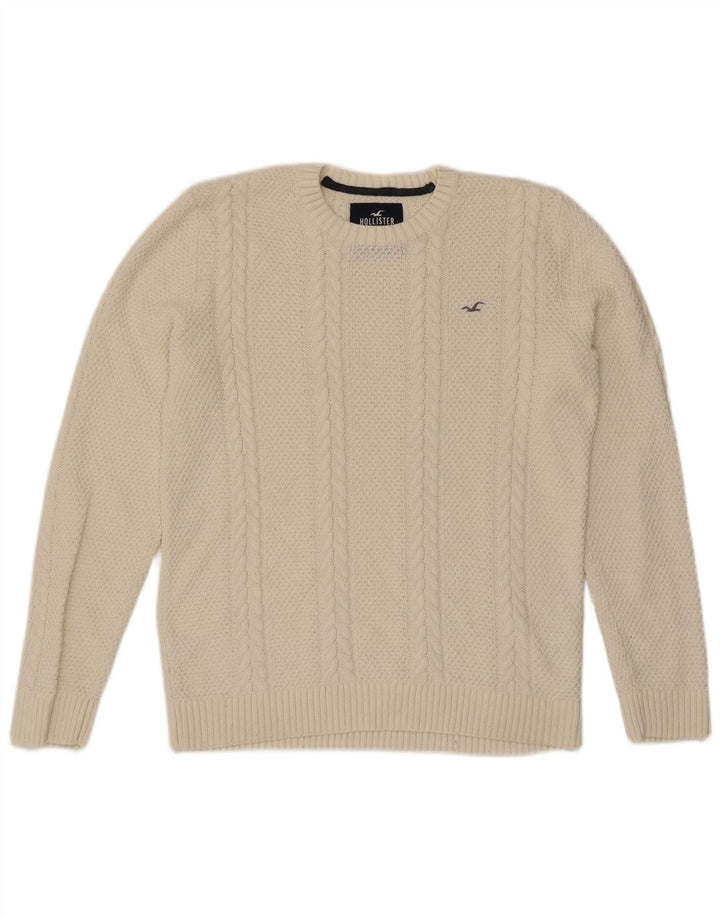 Hollister Pull Col Ras Du Cou Homme Beige Moyen Coton
