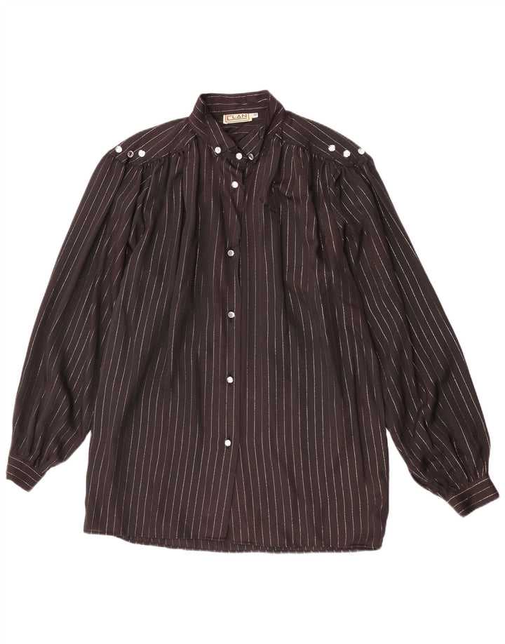 Chemisier chemise femme vintage UK 14 Medium Black Pinstripe