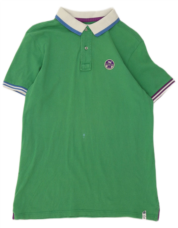 North Sails Polo de Rugby Homme Large Rayé Vert