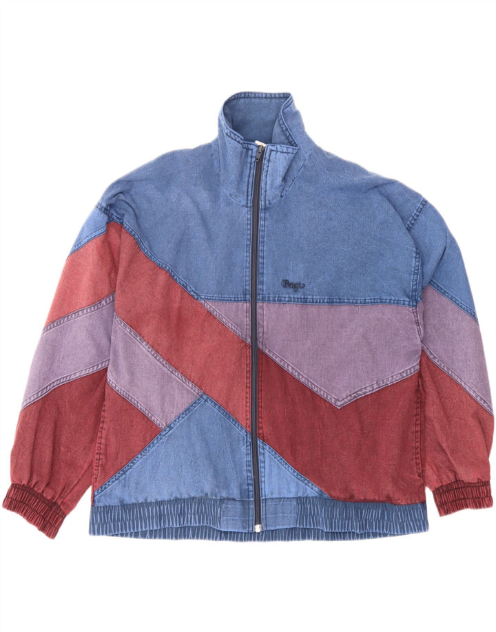 Brugi Veste en jean surdimensionnée pour femme UK 10 Petit Bleu Colorblock Polyester