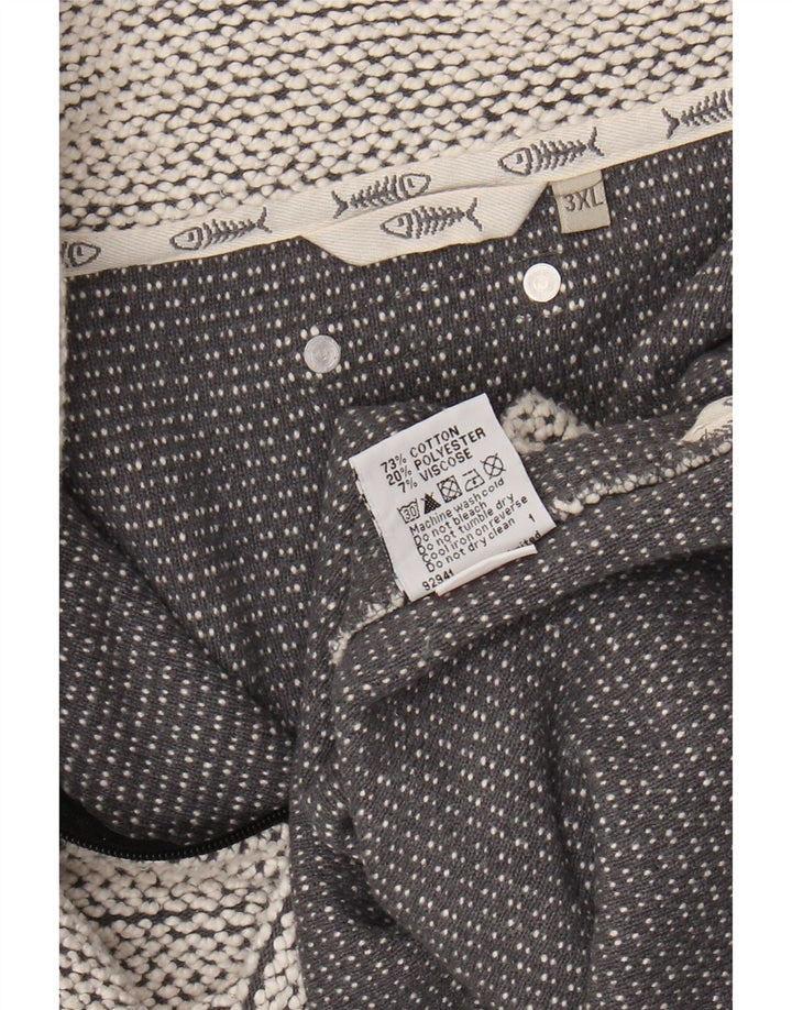 WEIRD FISH Sweat-shirt col zippé pour homme en coton gris 3XL