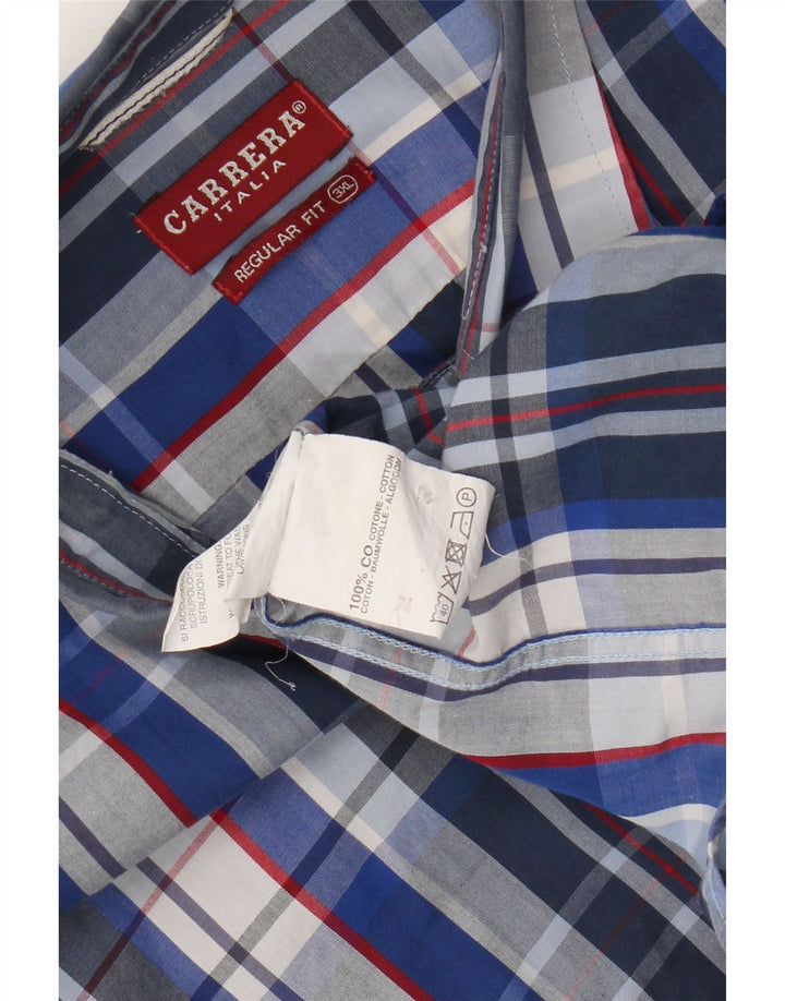 Carrera Chemise à manches courtes pour homme 3XL en coton à carreaux bleu
