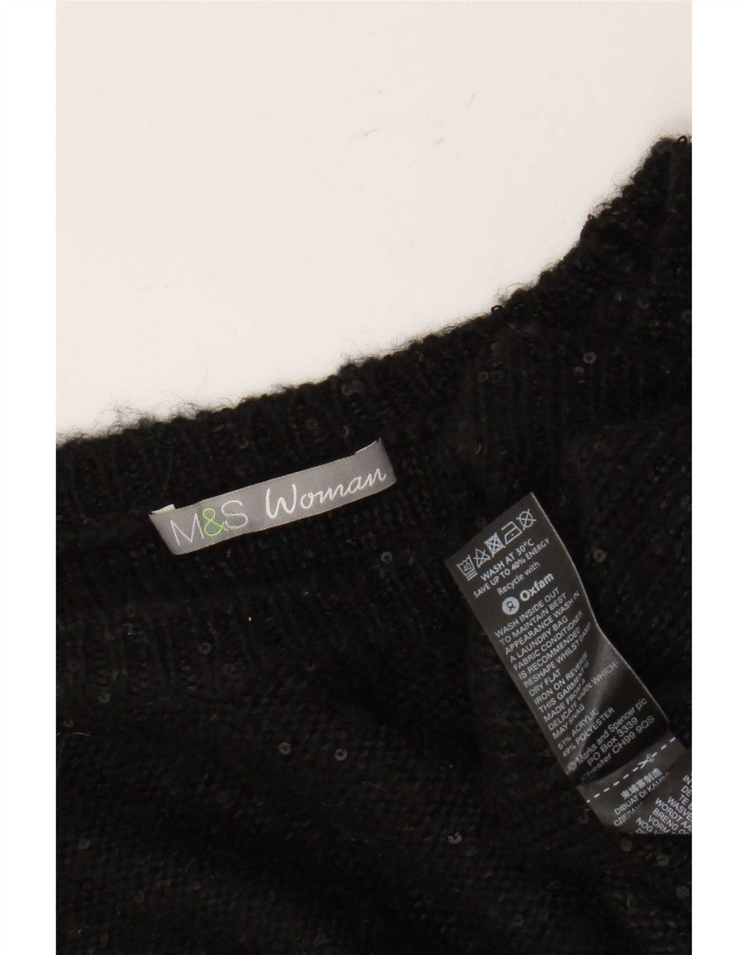 Marks & Spencer Pull surdimensionné à col bateau pour femme UK 14 Large Noir